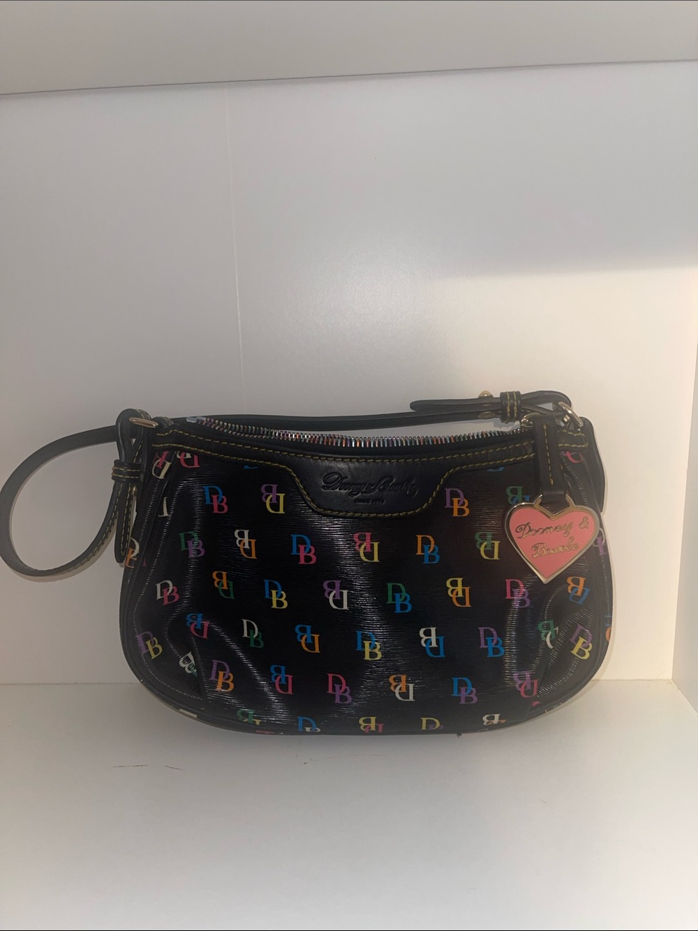 Dooney & Bourke Black Crossbody with Multicolor DB Logo Print